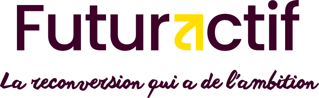 Logo avec baseline foncé et symbole jaune