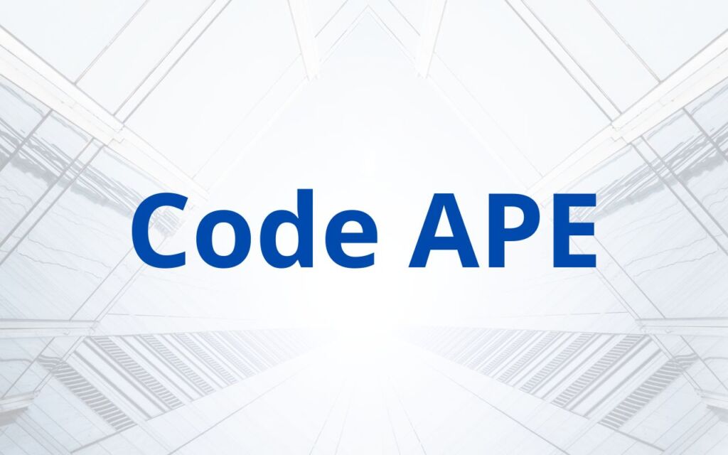 Tableau de codes APE avec documents administratifs sur un bureau